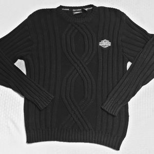 Harley-Davidson Men's Cable Knit Sweater Black Lg